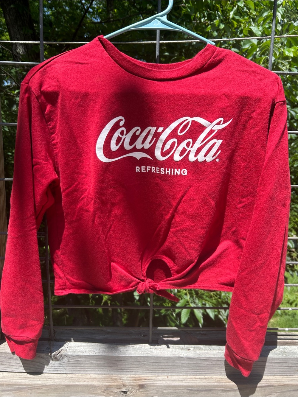 Coca Cola Red Cropped Logo Sweatshirt with Front Knot